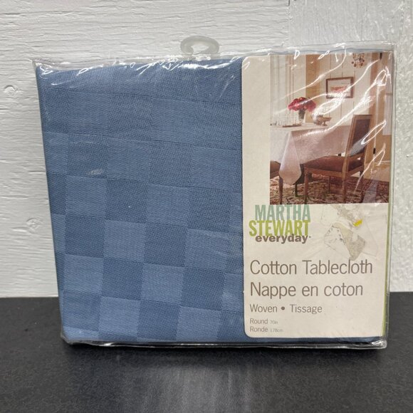 Martha Stewart Everyday VTG Cotton Tablecloth Solid Check Cornflower Blue NOS - Picture 7 of 7